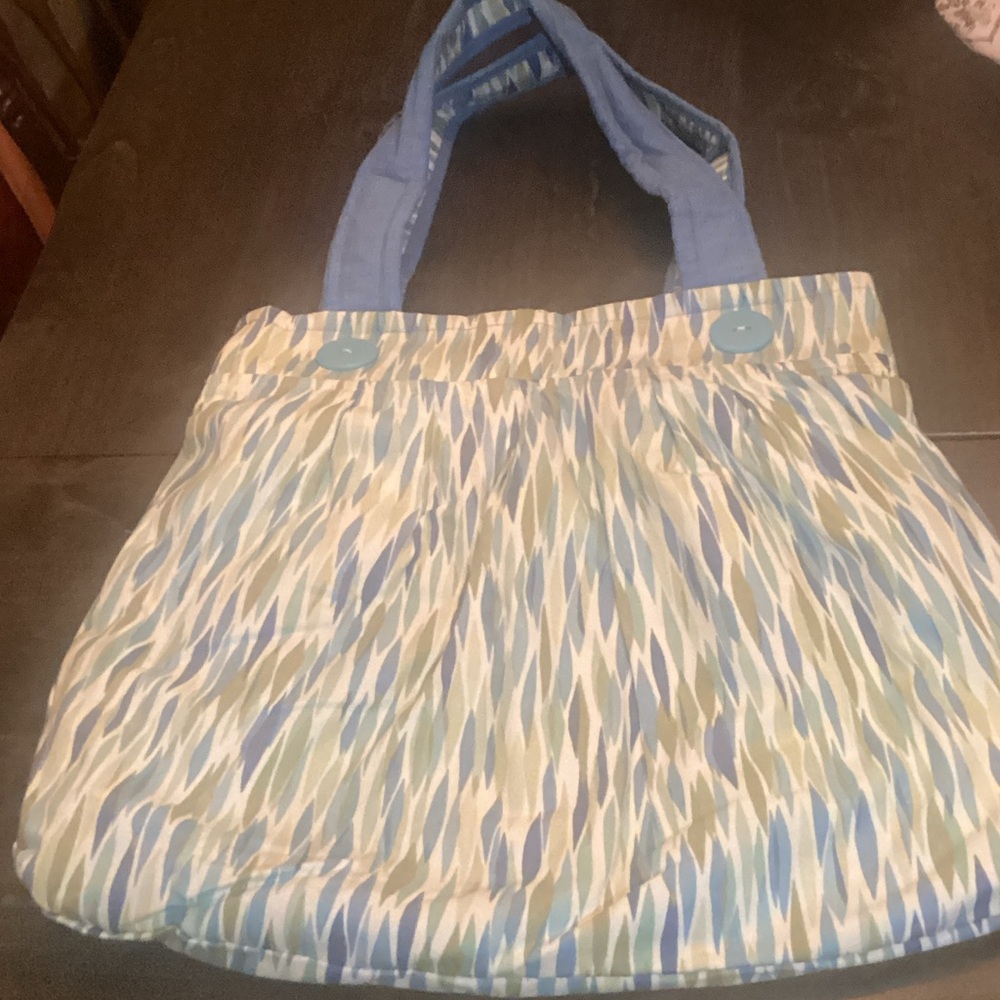Elegant Blue and Green Women's Tote Bag perfect Crocheting bag, large